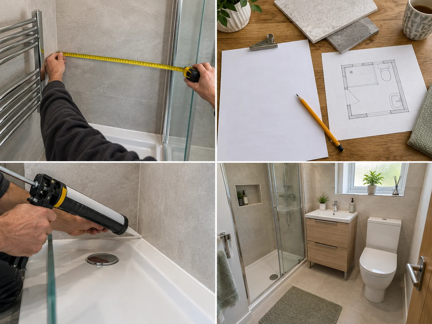 Compact modern shower room with vanity storage